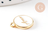 Pendentif médaille rond AMOR émail noir ou blanc laiton doré 20.5mm, x1 (G10823)