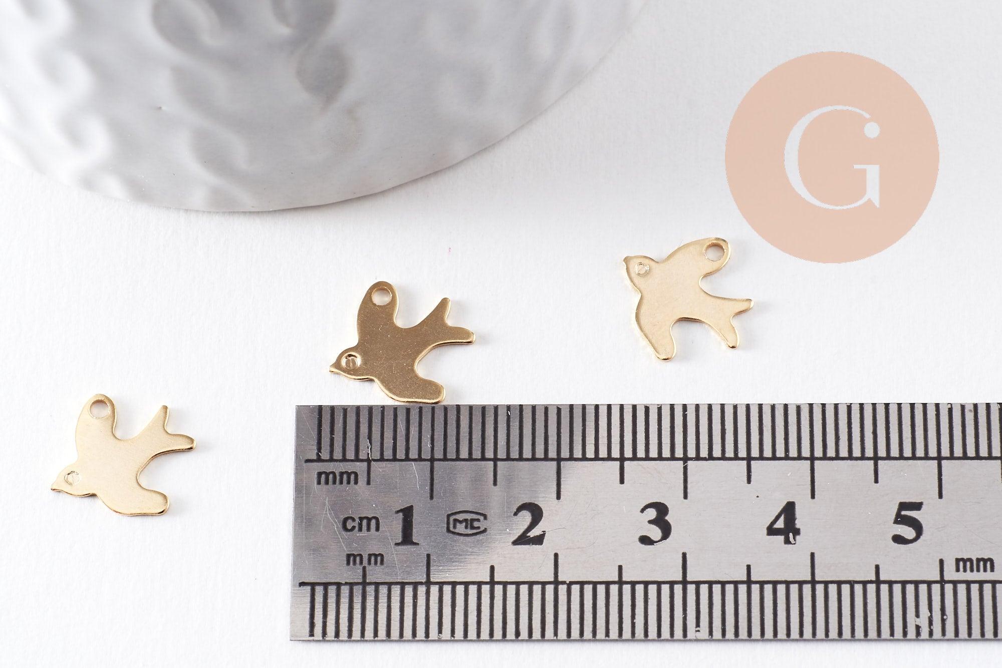 Pendentif oiseau Hirondelle acier 201 inoxydable doré 18K 12mm, x5 (G9940)