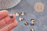 Pendentif rond beige acétate,perle acétate, perles plastique,connecteur plastique, 10mm x2 ou x10 (G2177)