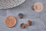 Pendentif rond marron acétate,perle acétate,connecteur plastique,10mm, x2 ou x10 (G2185)
