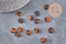 Pendentif rond marron acétate,perle acétate,connecteur plastique,10mm, x2 ou x10 (G2185)