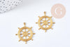 Pendentif roue bateau laiton brut 25mm, x1 (G8203)