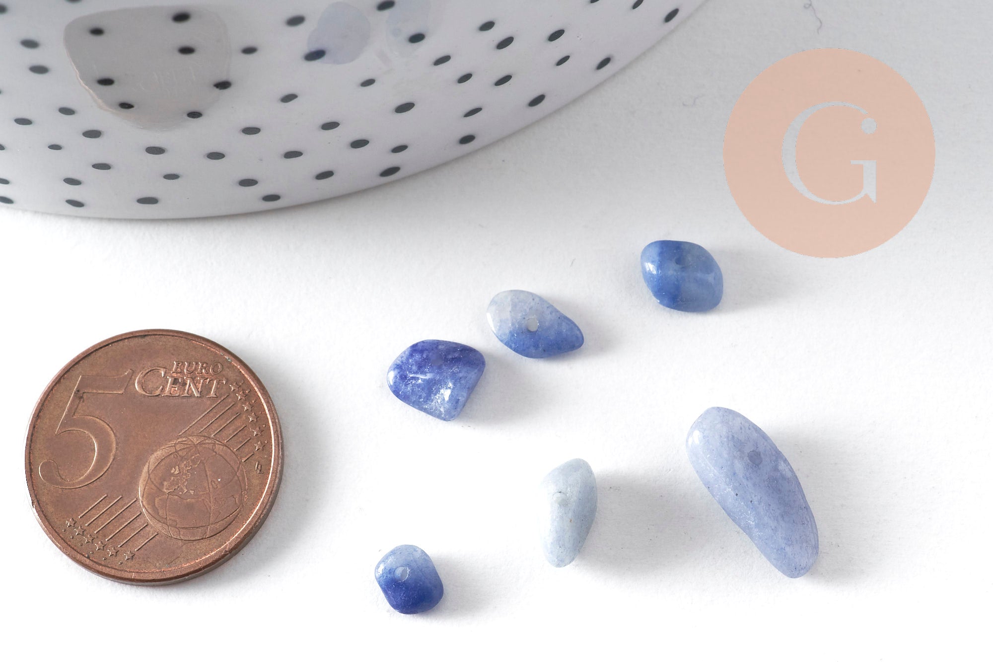 Perle chips bleue aventurine naturelle 5-11mm, x55g (G11027)