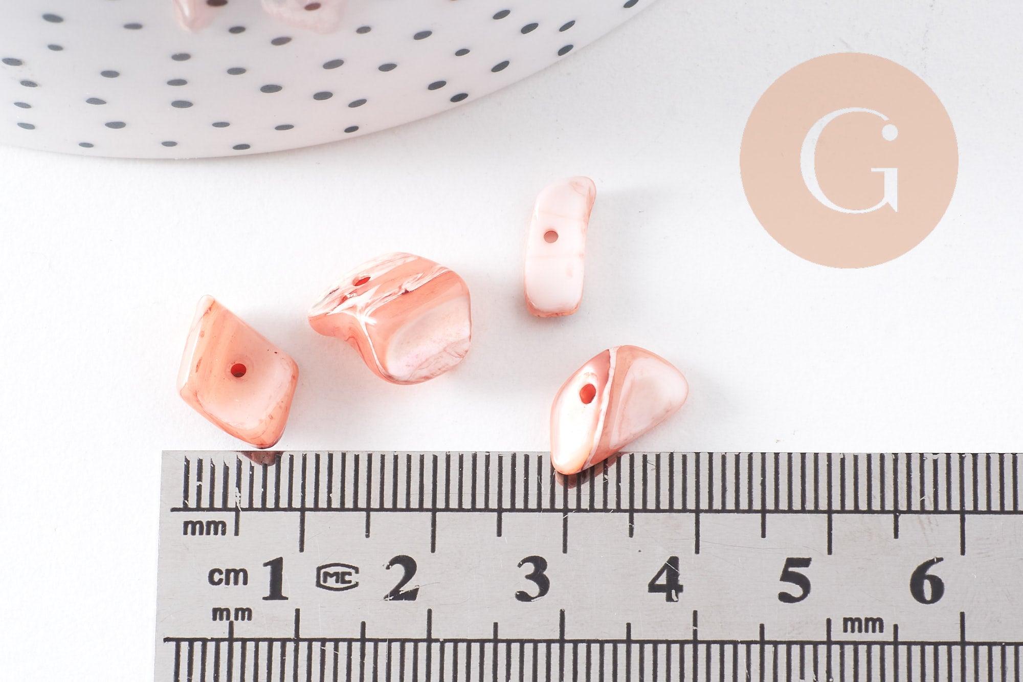 Perles coquillage naturel chips rose clair 8-18mm, x20gr (G1078)