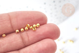 Perles intercalaires rondes lisses laiton doré 3mm, x5gr (G8148)