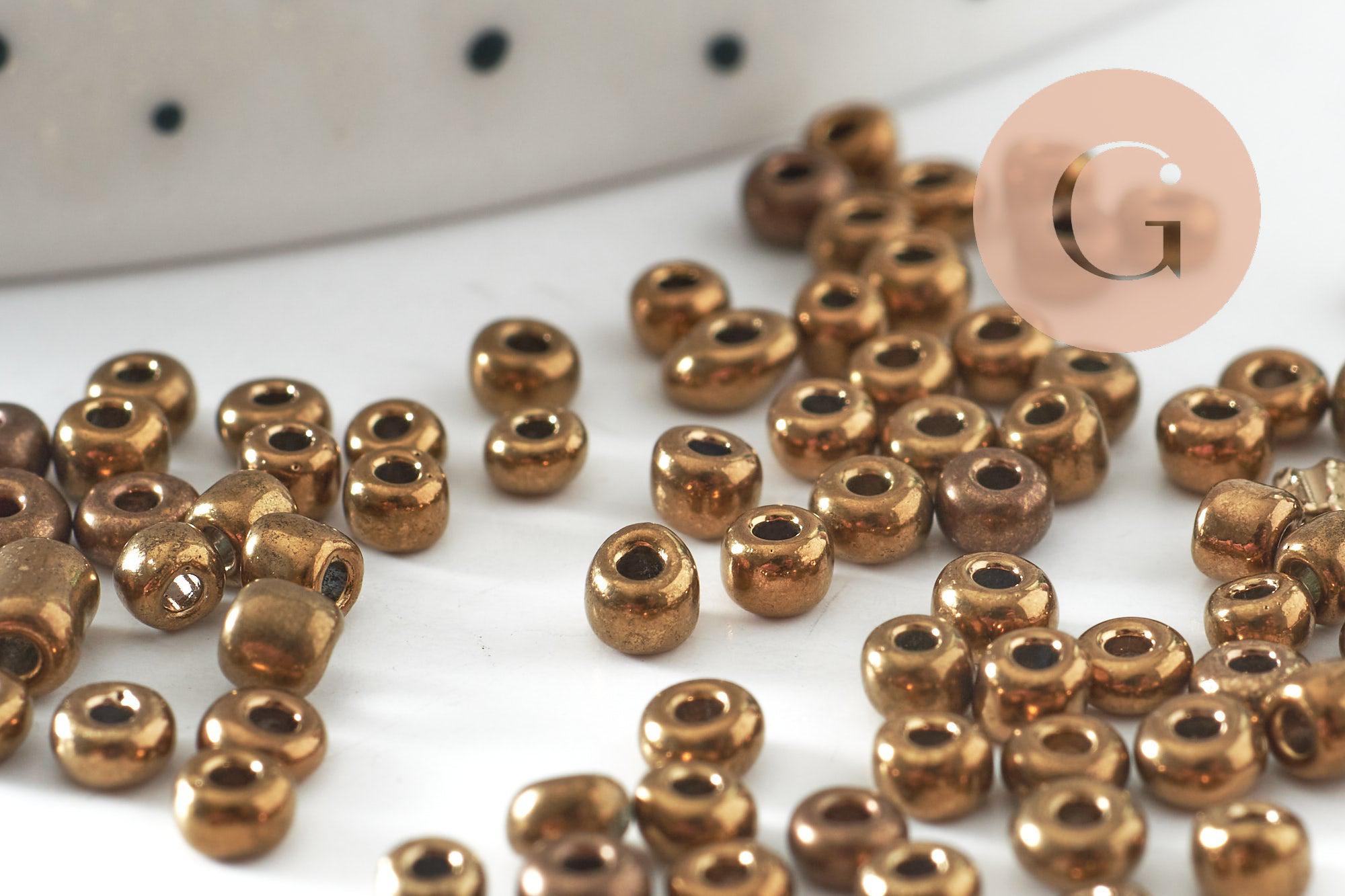 Petite perles de rocaille verre bronze 2.5mm, x10Gr (G0825)