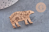 Pin’s Broche oiseau renard ours cœur bois 40mm, x1 (G11007)