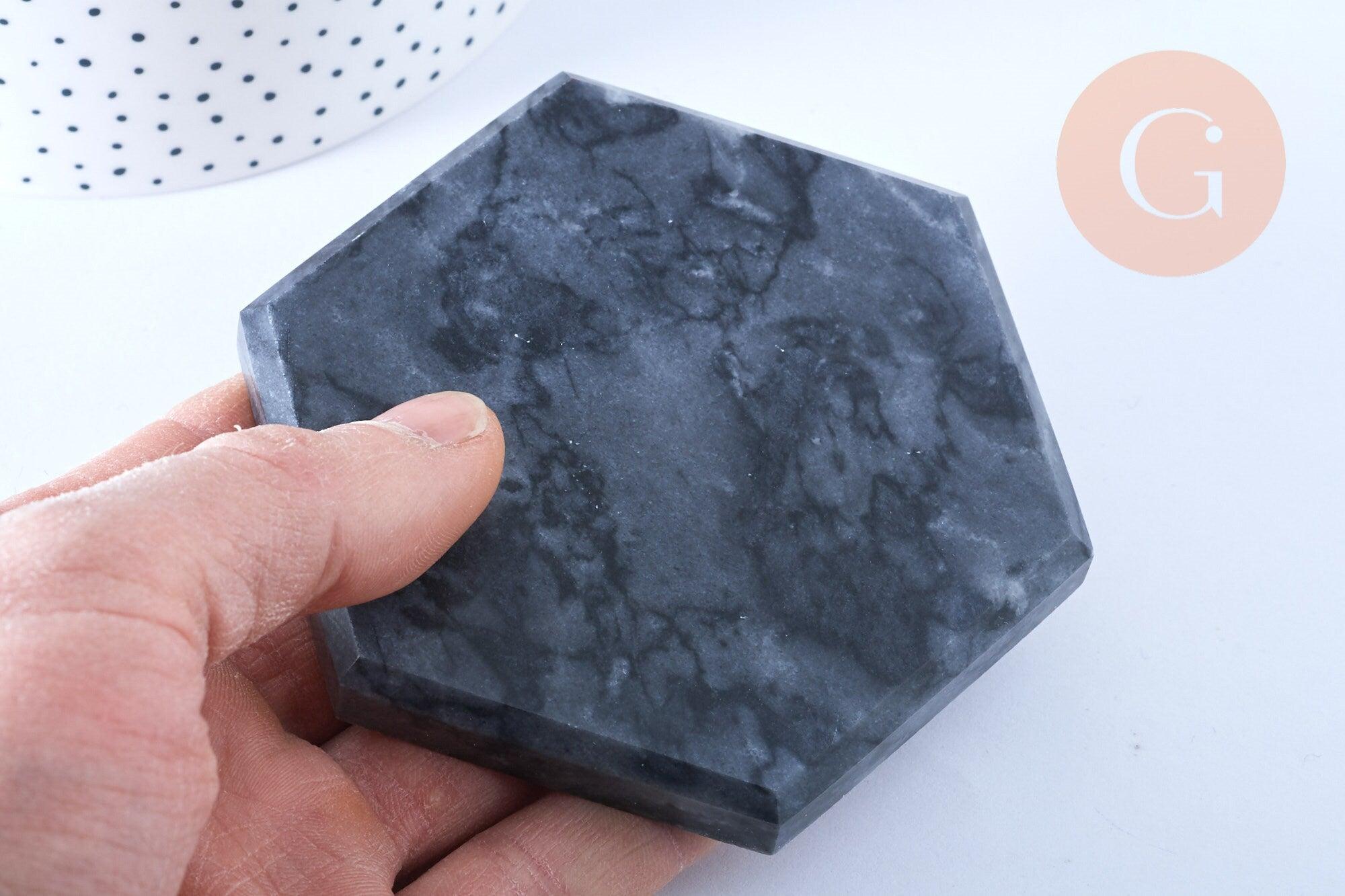 Plateau décoration Marbre noir, blanc, vert, présentoir bijoux, un support décoratif minimaliste pour poser vos bijoux,11.1cm, x1,G3266