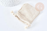 Pochette bijou coton blanc écru 9x7cm, pochette cadeau, emballage bijou, x1 (G8311)