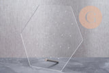 Présentoir boucles d'oreilles plexiglas hexagone personnalisable 18 emplacements 20cm, x1 G10106