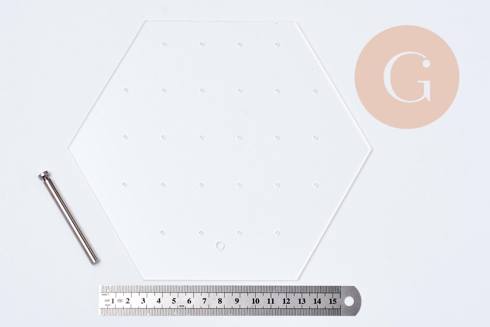 Présentoir boucles d'oreilles plexiglas hexagone personnalisable 18 emplacements 20cm, x1 G10106