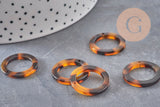 Pendentif cercle marron acétate, perle acétate,connecteur plastique,21.5mm, x2 ou x10 (G4802)