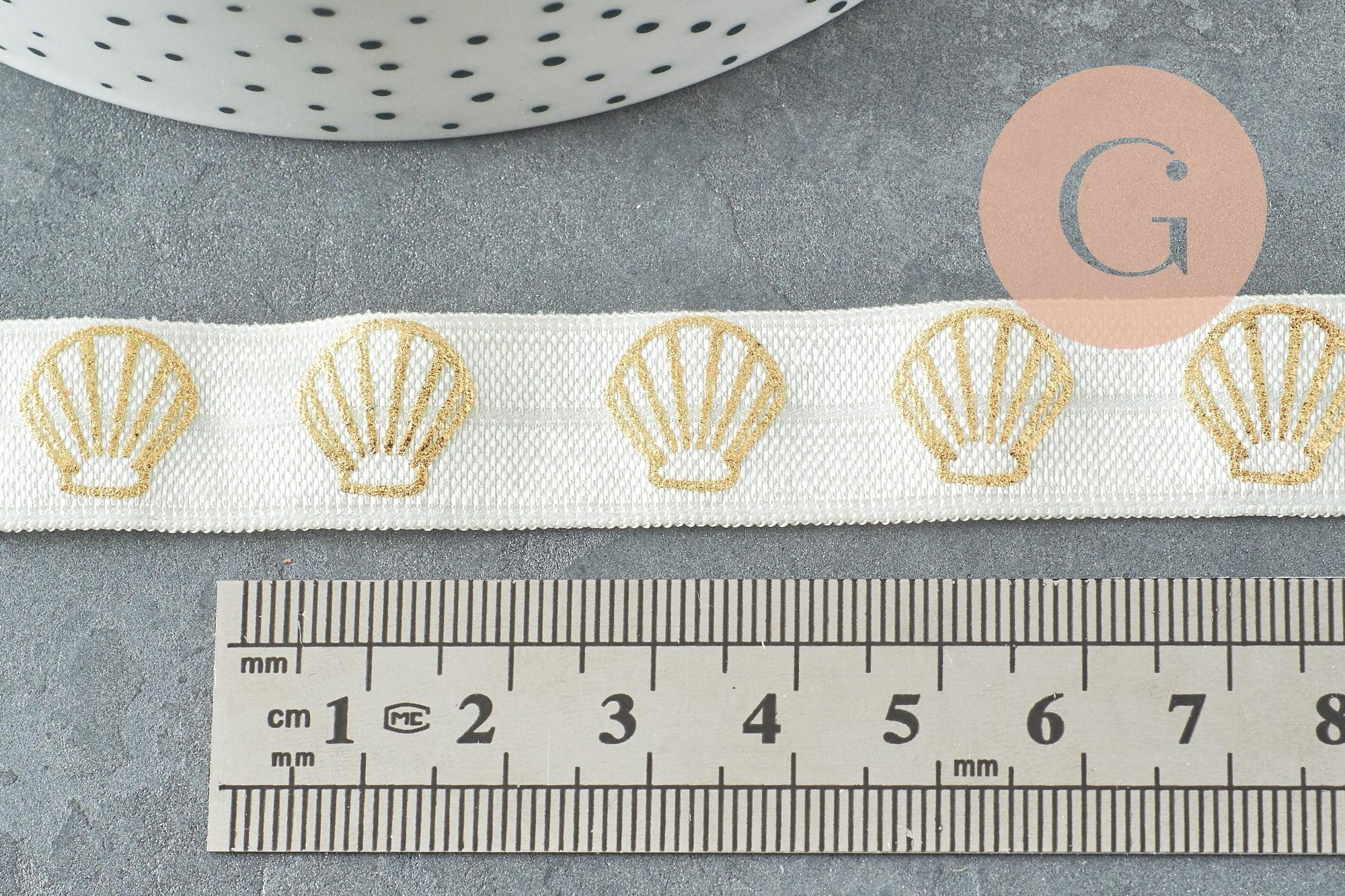 Ruban élastique écru or coquilage EFJF, x1 ou x5 ou x10 mètres (G1674)