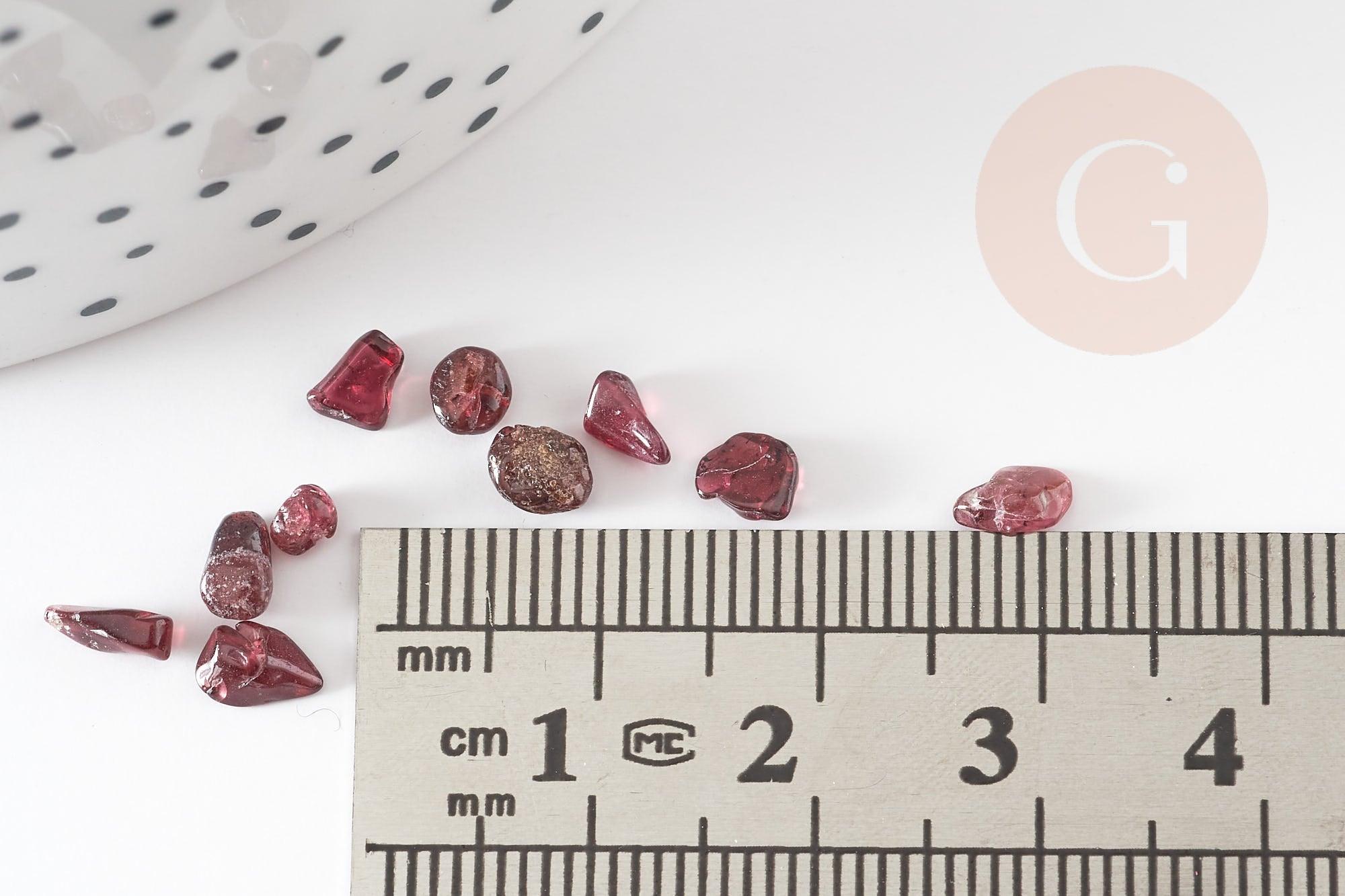 Sable chips pierre grenat rouge bordeau naturel 3-6mm non percé, x20gr (G0261)