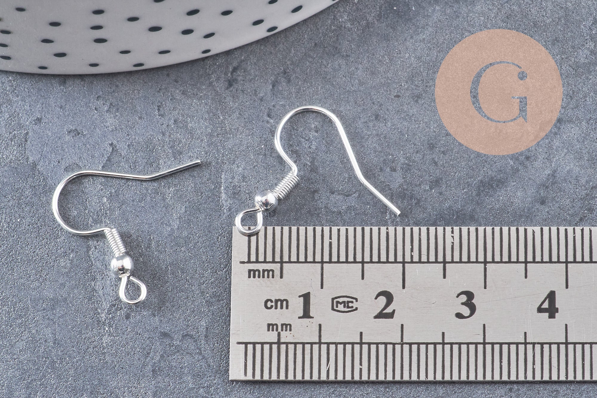 Support boucle crochet acier 304 inoxydable argent 925 22mm, x10 (G10863)