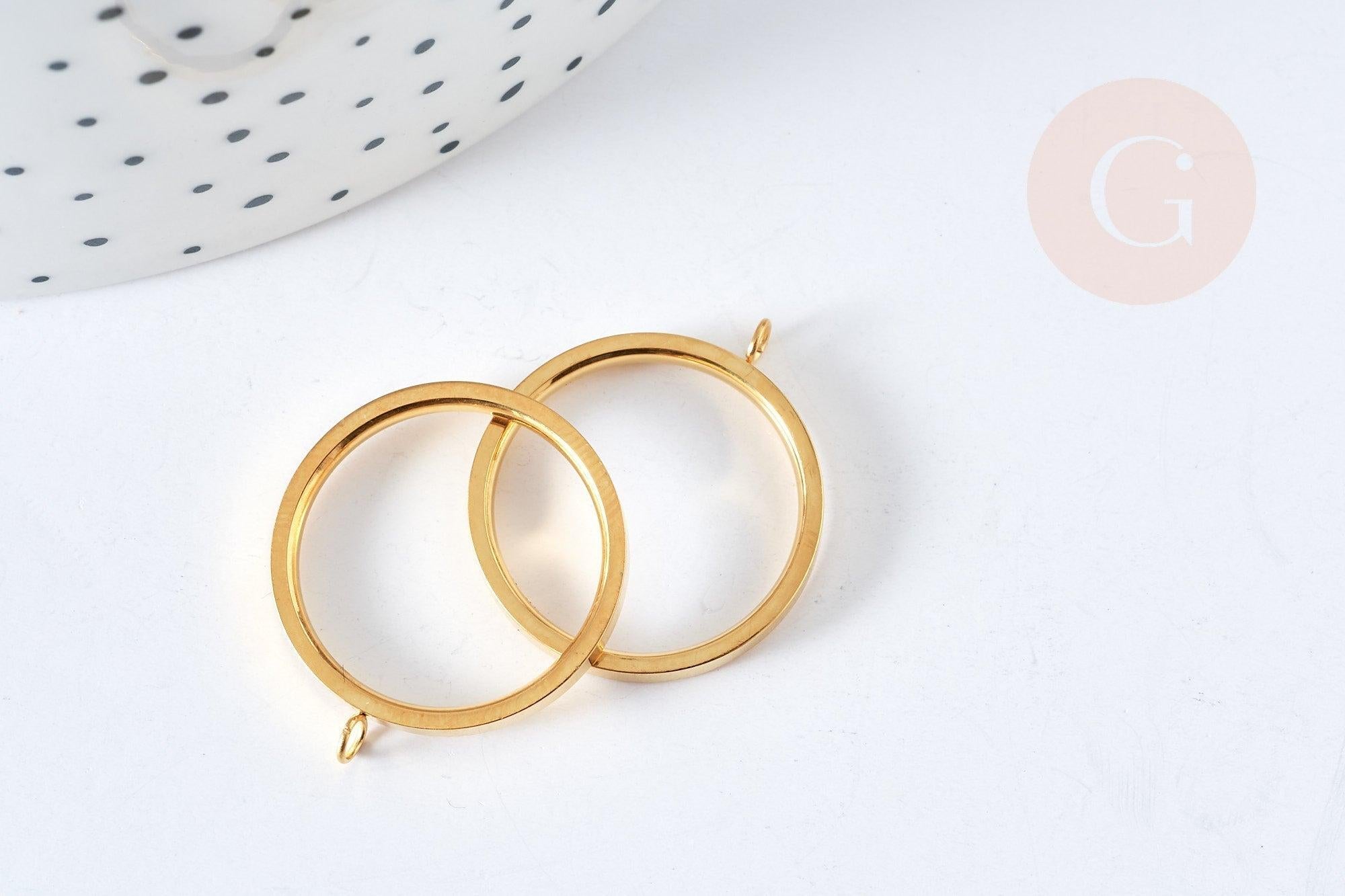 Support de bague avec anneau doré acier 304 inoxydable 17.3mm, x1 (G8444)