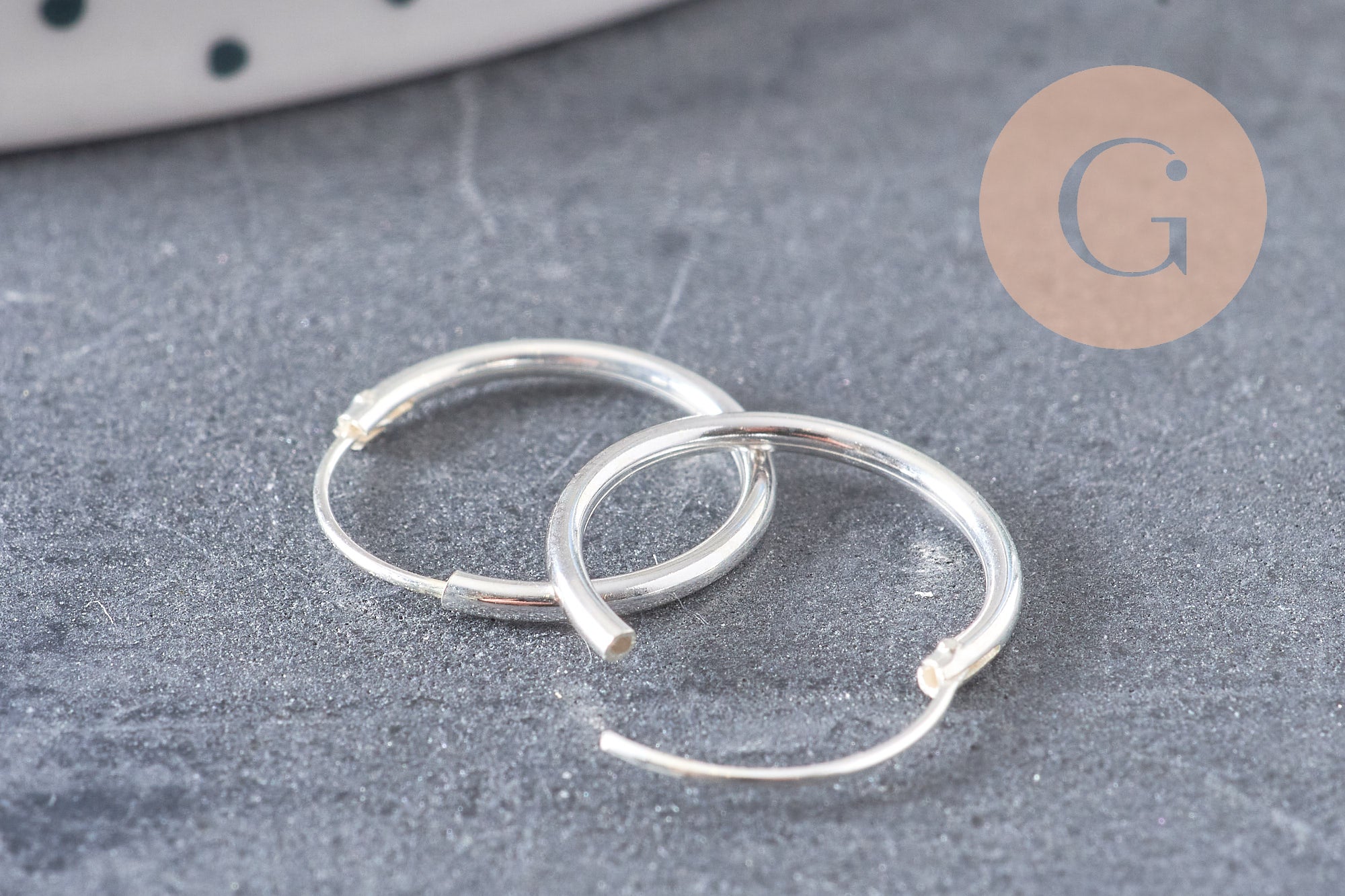 Créoles fine argent 925 massif 14mm, x2 (G5412)