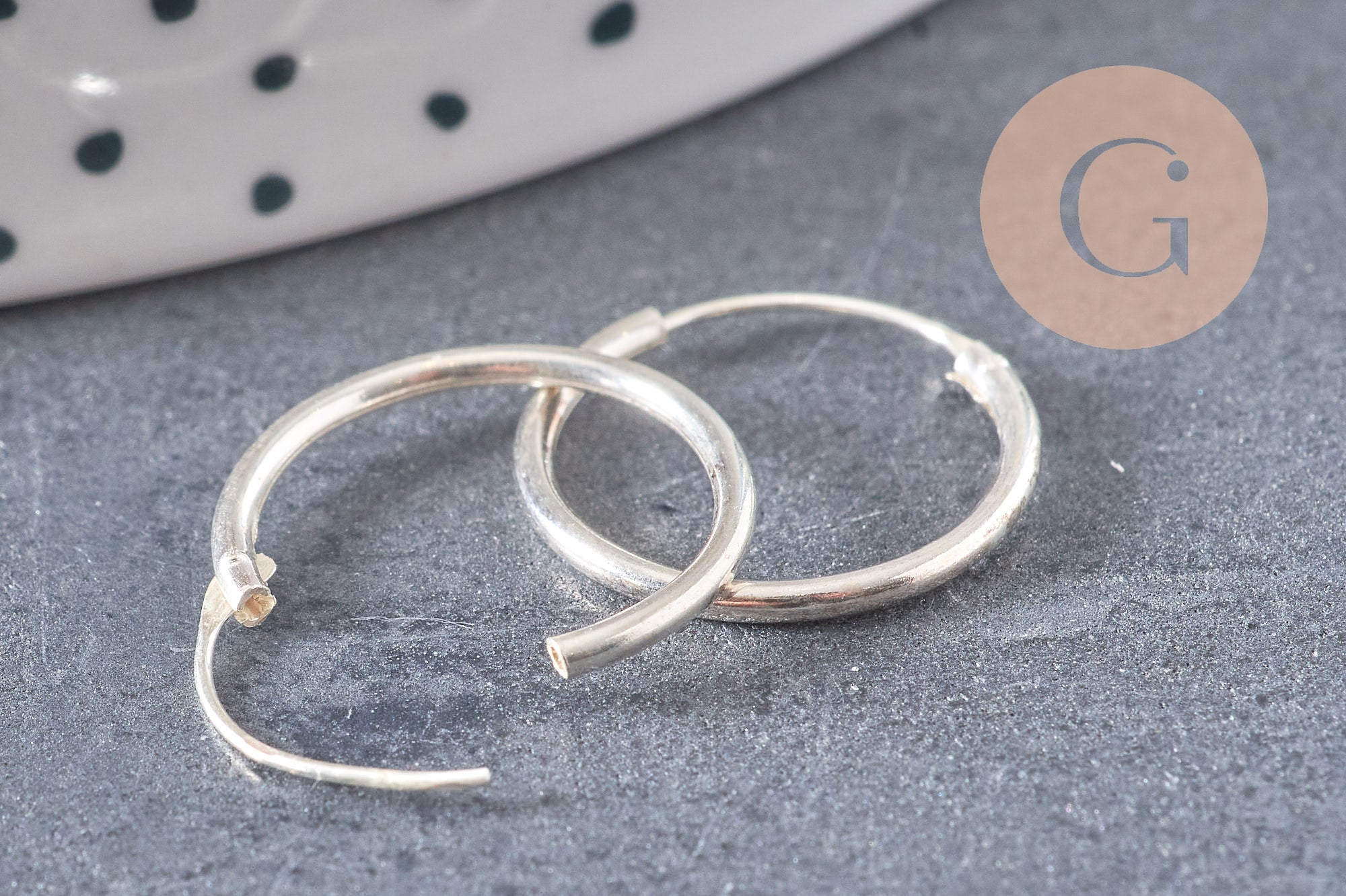 Boucles créoles fine argent 925 massif 16mm, x2 (G4685)