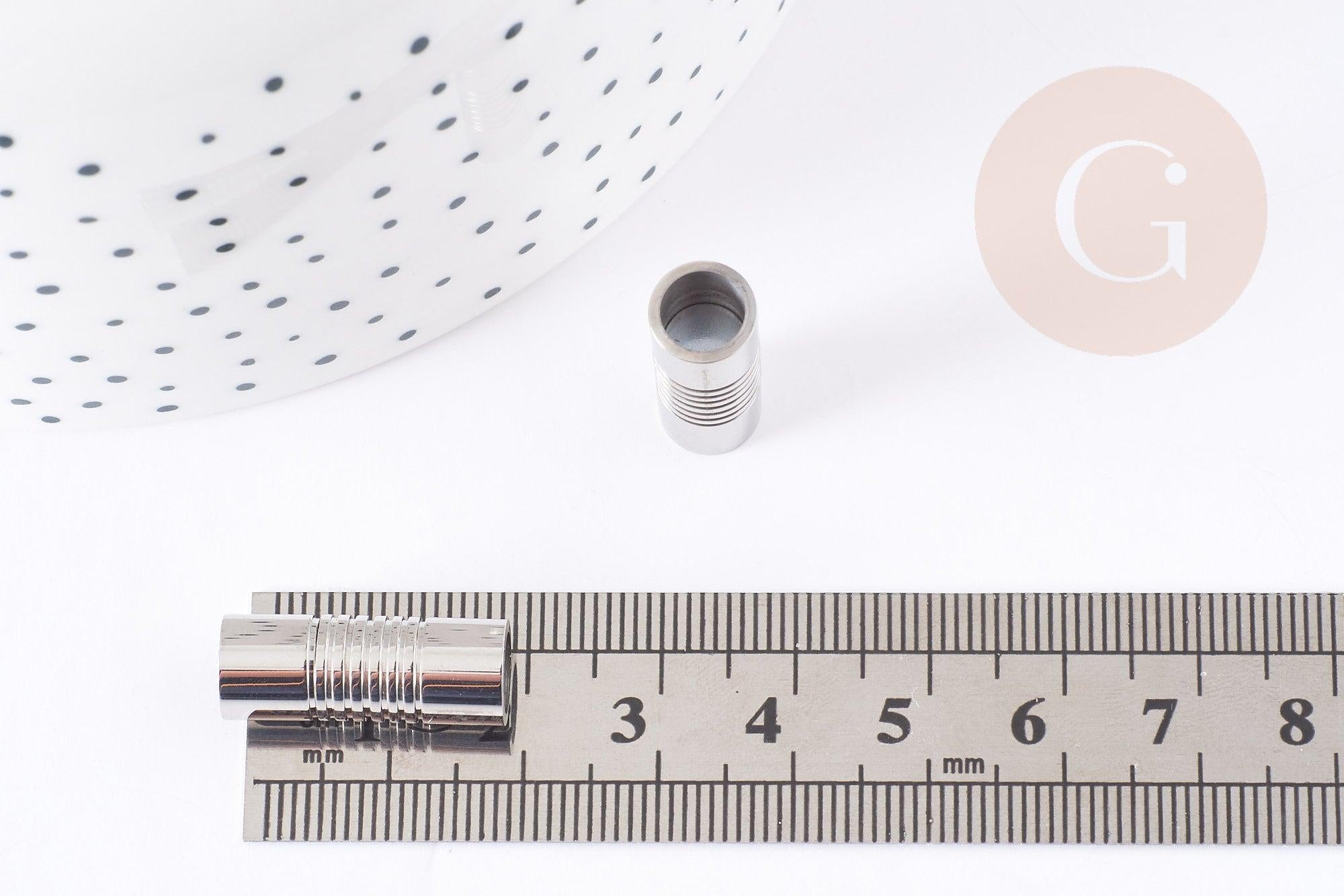 fermoir aimanté acier inoxydable platine 21mm, x1 (G4925)
