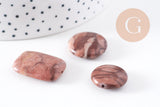perles jaspe marron zébré naturel, x5 (G4895)