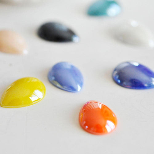 Glass, crystal, porcelain, ceramic cabochons