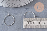 Anneaux créoles acier platine sans nickel 20mm, x20-50-100 (G4226)
