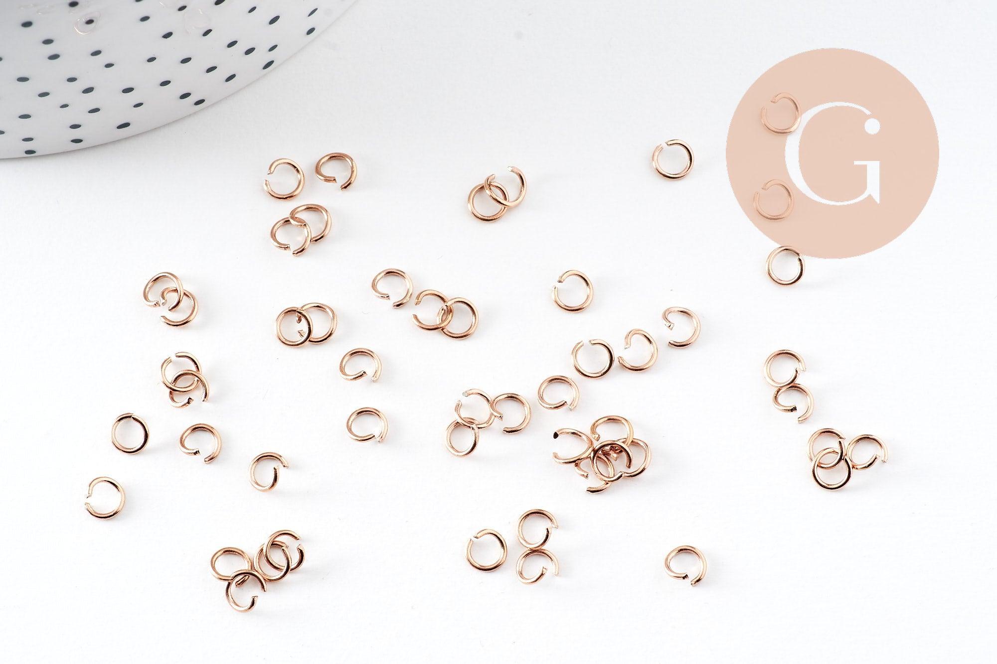 Anneaux de jonction acier IP 304 inoxydable or rose 8x0.8mm, x50 (G10924)