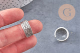 Bague homme réglable gravée zamac argenté 16mm, x1 (G2400)