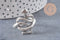 Bague homme zamac argenté réglable serpent 18mm, x1 (G2399)