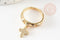 Bague réglable laiton doré breloque croix zircon 17mm, x1 (G4825)