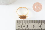 Bague réglable pour cabochon carré 8mm acier 304 inoxydable doré IP 18mm, x1 (G9723)