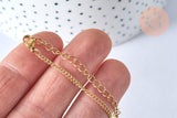 Base de bracelet ajustable maille plate fantaisie or acier 14k 16cm, sans nickel, bracelet doré acier inoxydable, x1 G5970