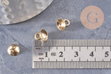 Bélière pendentif coupelles en acier doré 304 inoxydable 8x7mm, x10 (G4844)