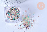 Boite paillettes holographiques nailart inclusion résine ou création pâte polymère, x1 boite de 0.3 gr (G6855)