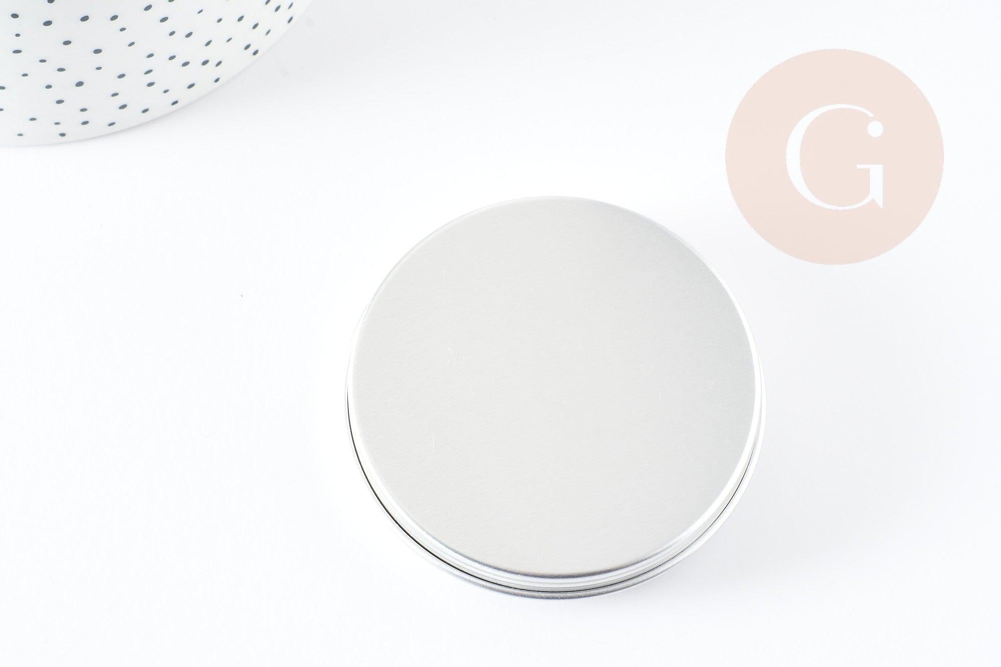 Boite rangement perles métal aluminium ronde 7.15cm, x1 (G2345)