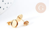 Boucles puce support cabochon rond 6mm laiton doré 16K, la paire (G8922)