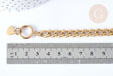 Bracelet Gourmette XXL acier 304 inoxydable doré IP fermoir T 19cm, x1 (G7790)