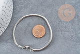 Bracelet chaine ronde serpent acier 304 inoxydable platine 190x3mm, x1 (G9041)