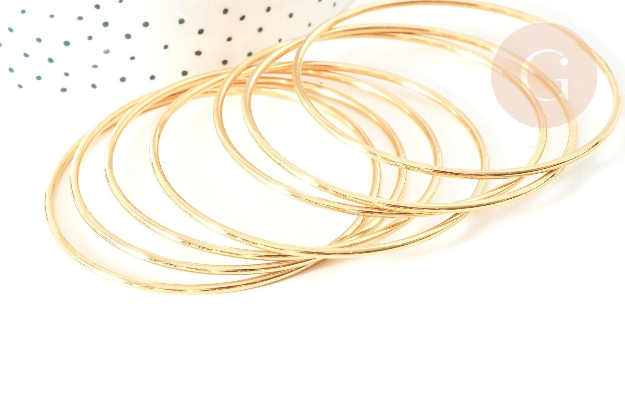 Bracelet jonc lisse rond acier 304 inoxydable doré 70mm, x1 (G7733)