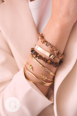 Bracelet jonc réglable laiton doré tresse 14k 50mm, x1 (G0478)