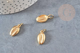 Breloque cauri acier 304 inoxydable doré PVD 18k 18.6mm, x1 (G2875)