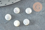Cabochon rond nacre blanche naturelle 5.4mm, x1 (G1738)