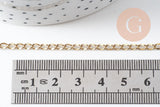 Chaine maille courbe large acier 304 inoxydable doré IP 14K 5mm, x1 mètre (G3146)