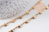 Collier Chaine complète avec fermoir acier inoxydable doré IP 14k 45cm étoile, x1 (G0430)