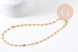 Collier chaine complète coeurs acier 304 inoxydable dorée 14k IP 2mm/45.5cm, x1 (G6775)