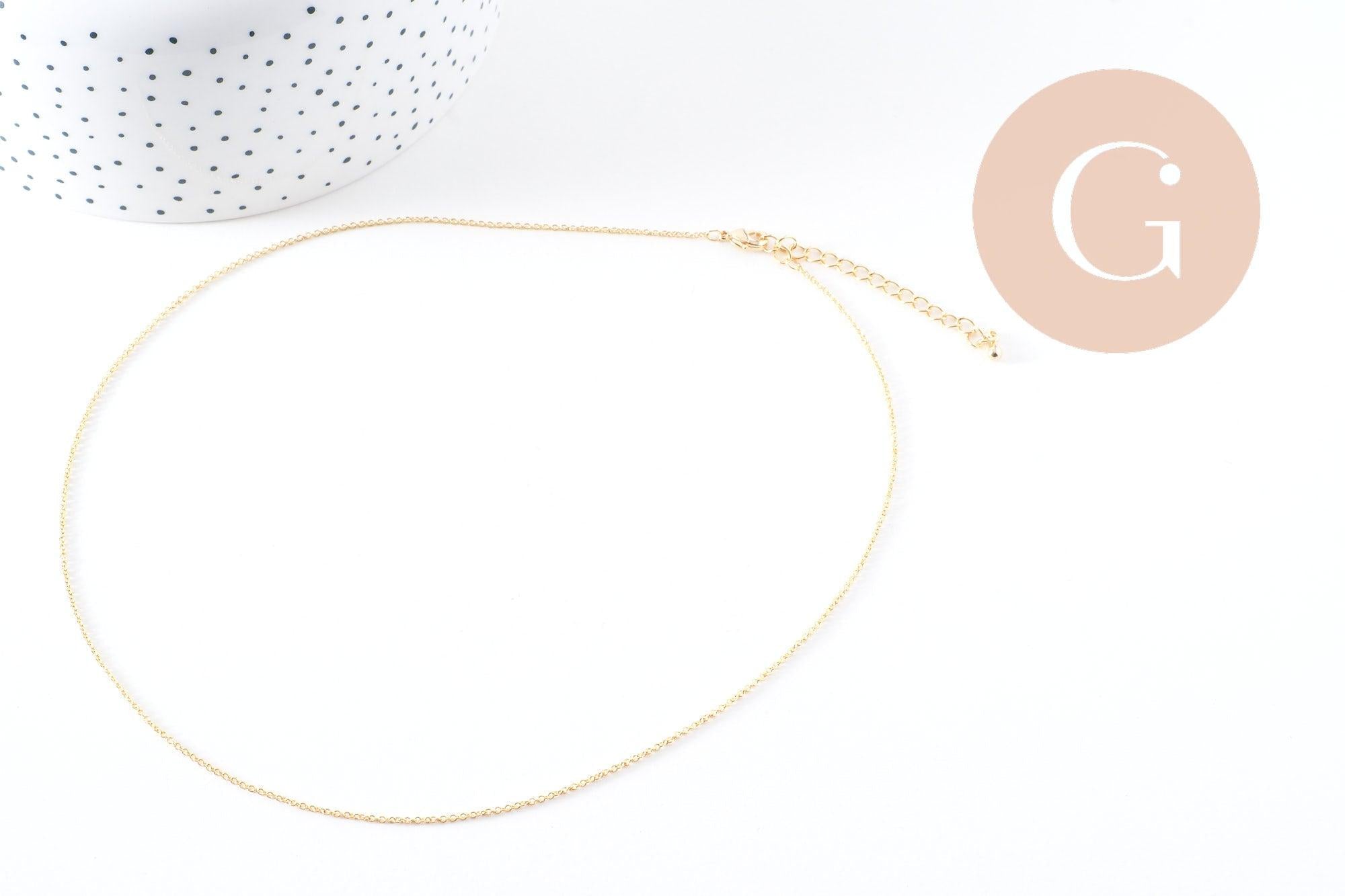 Collier Chaine complète forçat avec fermoir dorée or 16K 2mm/80cm, x1 (G1123)