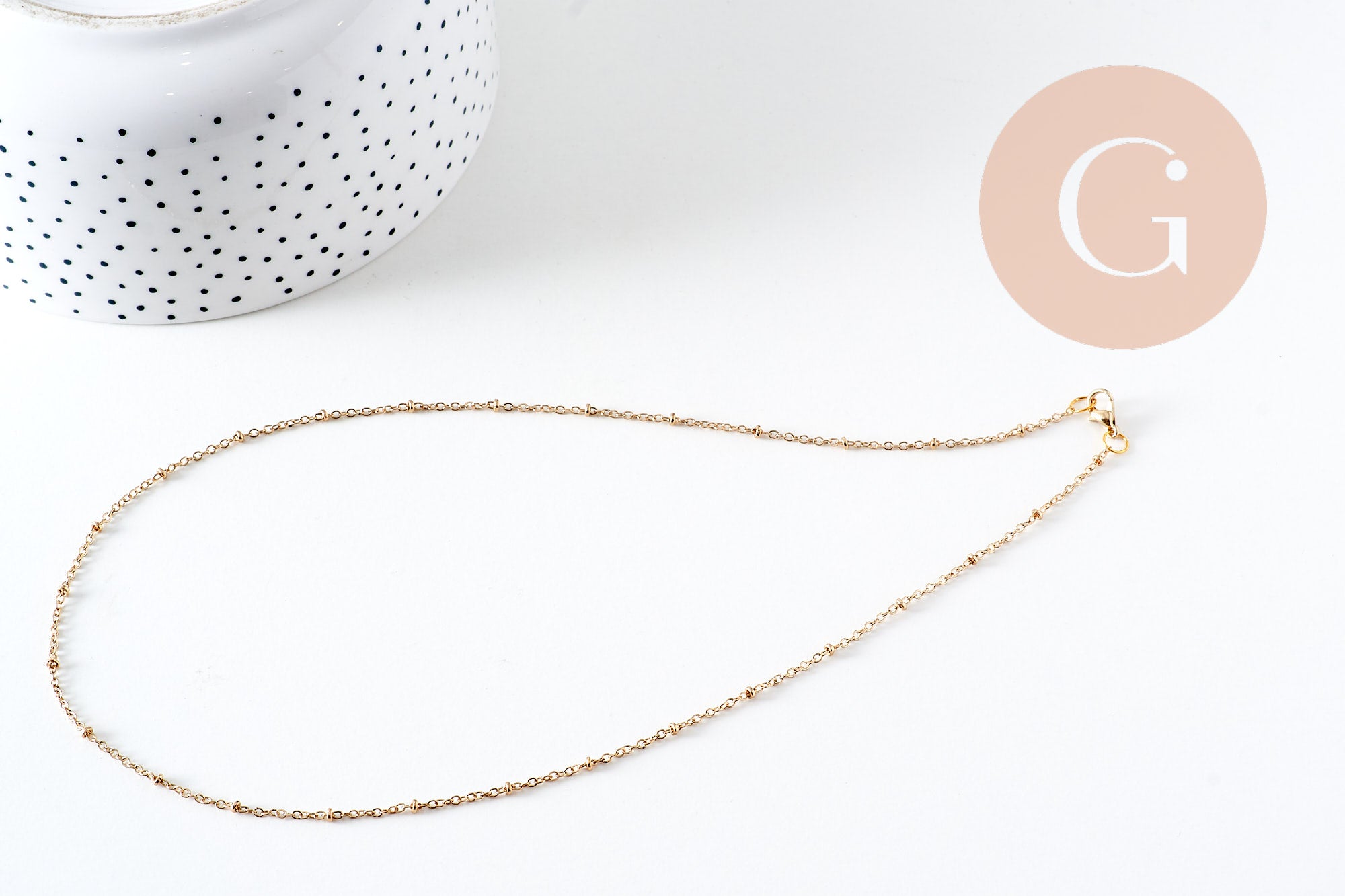Collier Chaine fine dorée satellite 16K,chaine plaquée or 1 micron, chaine collier chaine complète,chaine dorée,1.5 mm, 40cm, x1 G0633