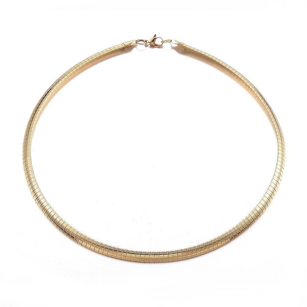 Collier Chaine acier dorée 14k serpent,sans nickel,chaine fantaisie,acier, chaine complète,6mm,45cm x1 (G5353)