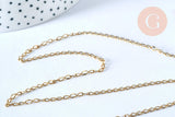 Collier Chaine complète acier dorée 14k,chaine collier,sans nickel,chaine fantaisie,2.4mm,41cm, x1 (G6806)