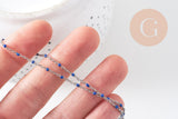 Collier Chaine satellite acier 304 inoxydable platine résine bleu complète 2mm/45cm, x1 (G1216)